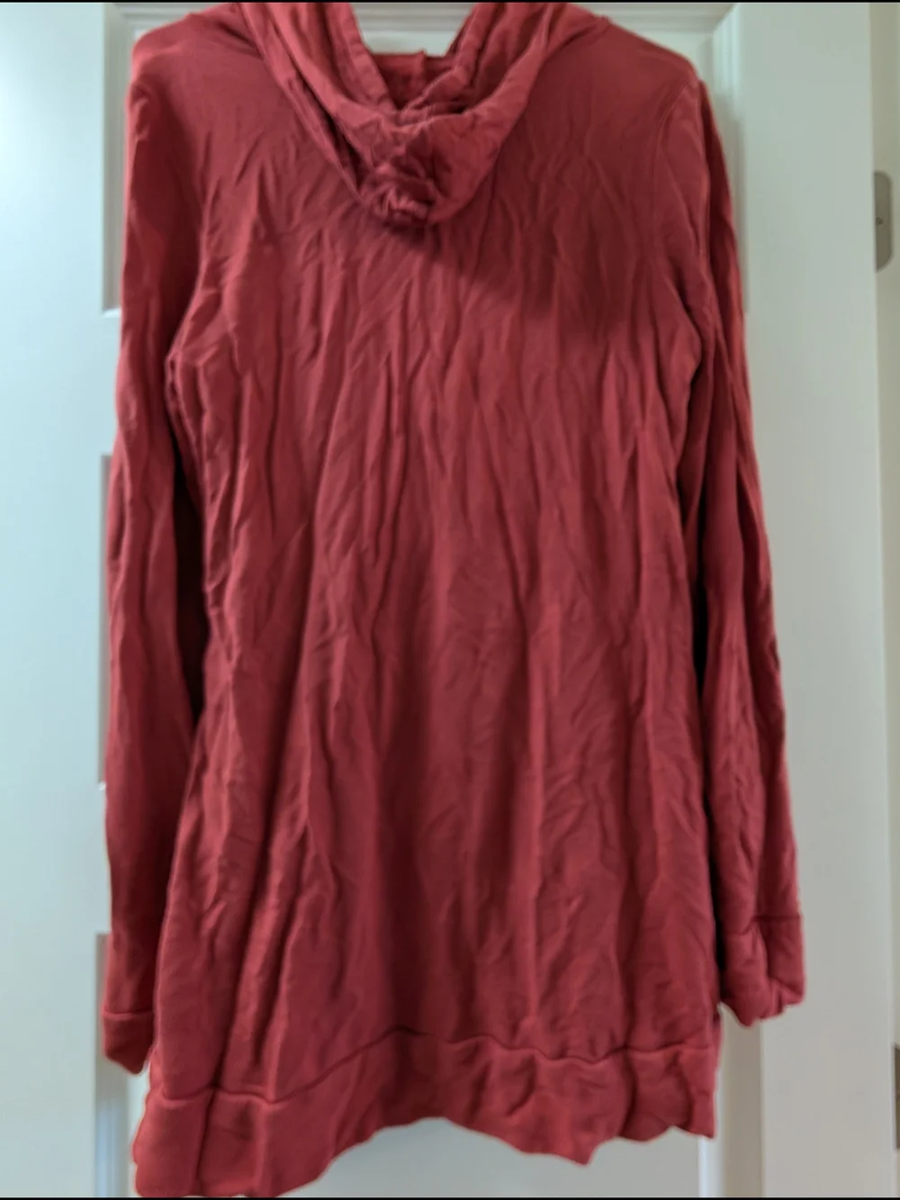Latched Mama Rust Red Layered High-Low Hoodie - Picture 2 of 5